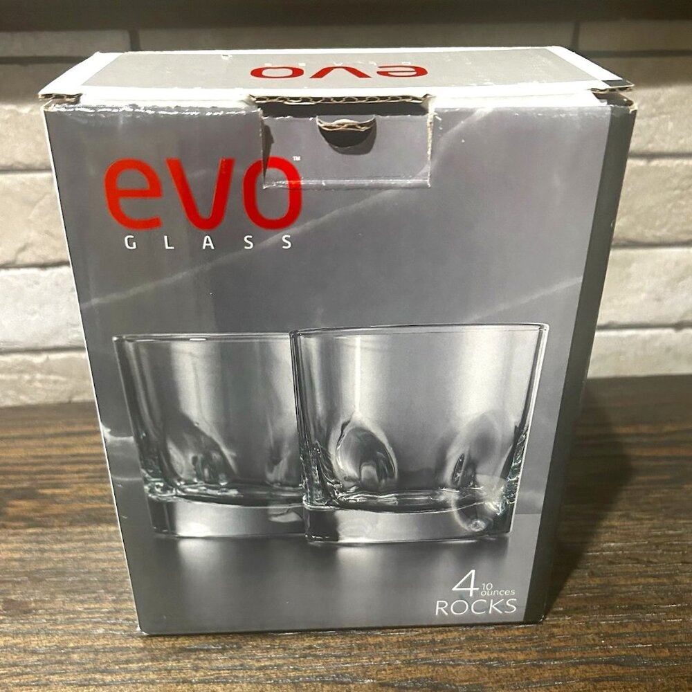 NIB Set of 4 EVO Rocks Glasses